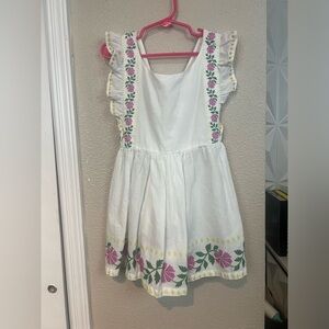Mini Boden Pinafore Embroidered Floral Dress 8/9